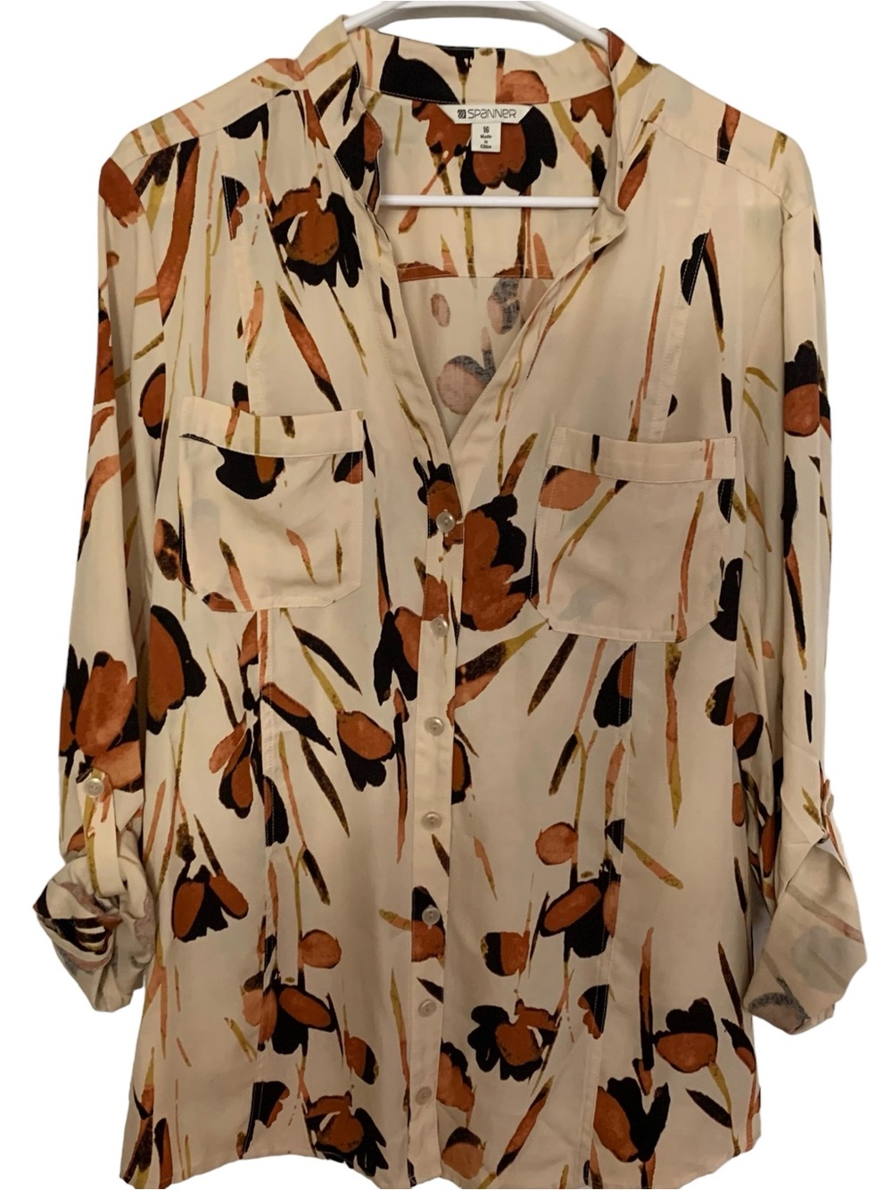 Spanner Tunic Blouse Floral Print Sz 16